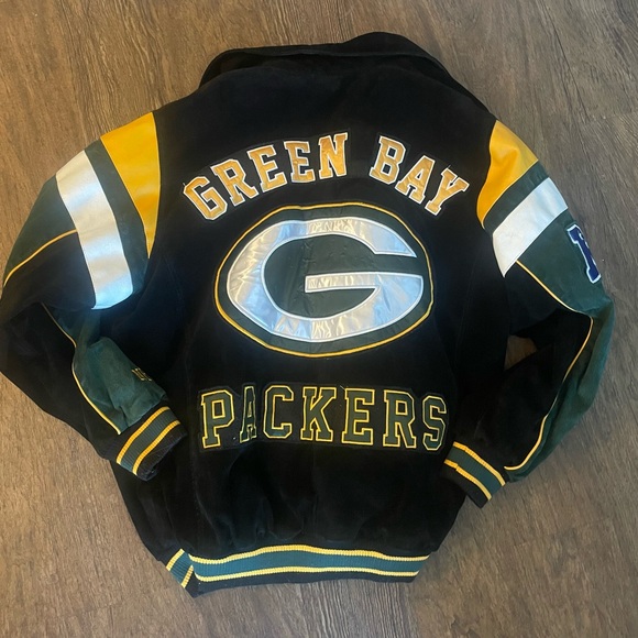 Green Bay Packer leather and felt vintage varsity jacket with satin lining - Picture 1 of 4